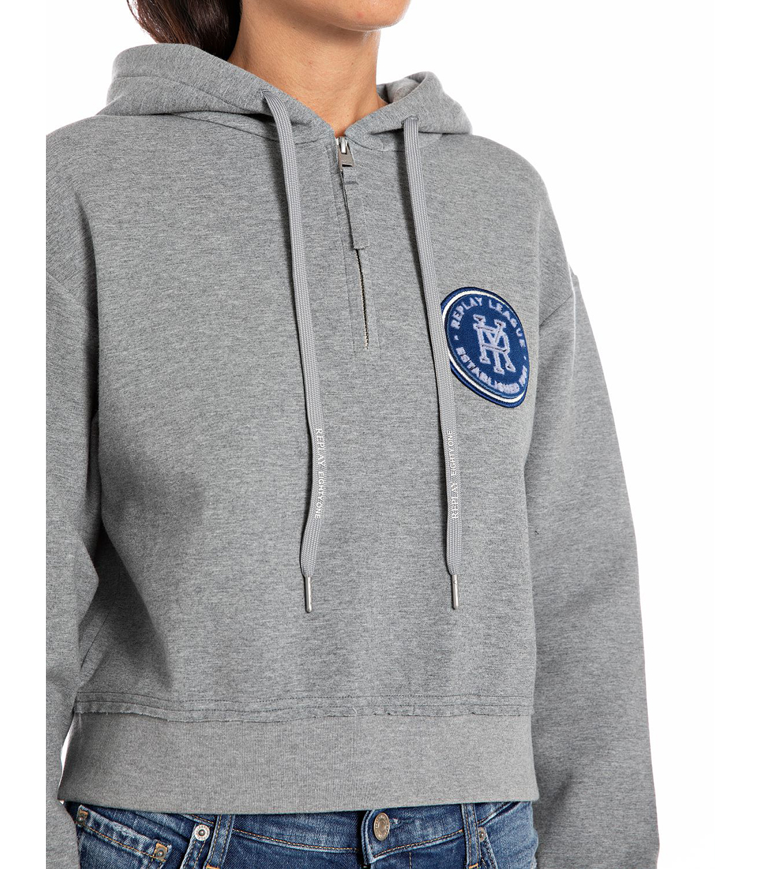 ハーフジッパークロップドパーカー 詳細画像 ライトグレーメランジ 3